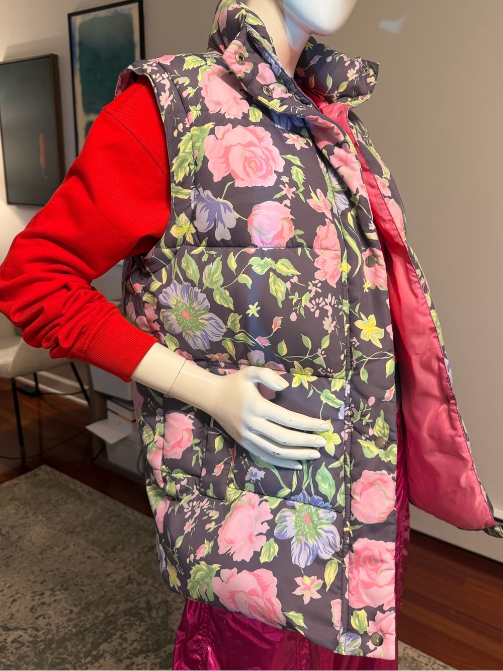 ASOS Floral puffer jacket with detachable sleeves